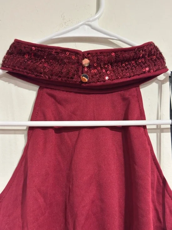 New Women's Sexy halter Sleeveless Bead Fringe Sequin Exposed Navel Dress (XL) - Picture 13 of 16